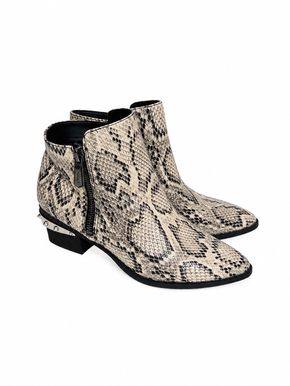 Circus by Sam Edelman Snake Print Ankle Boots Women 7 Studded Heel Zip Booties